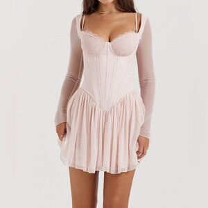 NWOT House of CB VIVI Soft Peach Corset Mini Dress